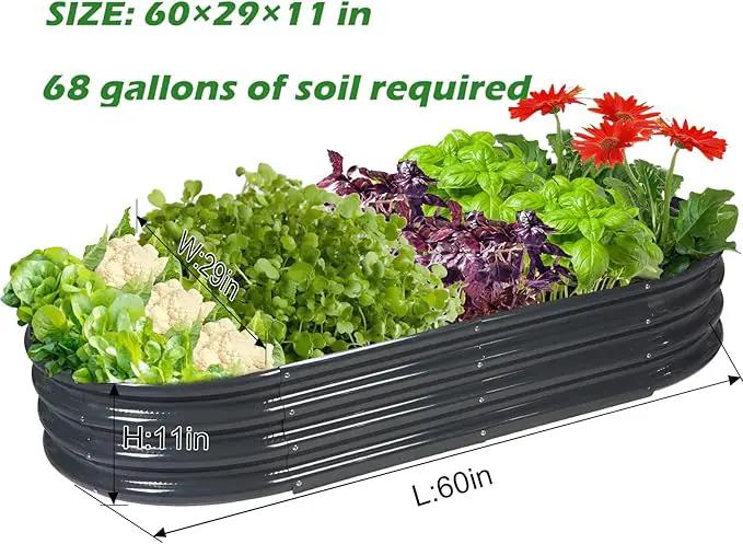 Raised Garden Bed Galvanized Planter Box Outdoor, Rot-Resistant Metal Garden Bed Planter for Vegetables Flower Herb (3- Grey) by GreenHaven Gardens