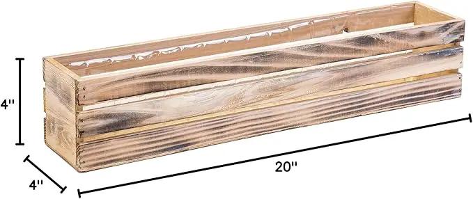 20" Rectangular Rustic Wood Planter with Plastic Liner l Rustic Whitewash l Wine Crate Style, Home and Wedding Decorations, Garden Ornaments (20x4 Wine Crate Set of 2, Whitewash) by GreenHaven Gardens