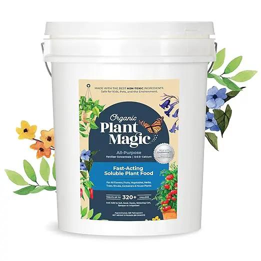 Organic Plant Magic - Truly Organic™ Fast-Acting Soluble Plant Food: All-Purpose Fertilizer Concentrate for All Flower Vegetable Herb Fruit Tree Shrub Container Garden & House Plants [5 lb Bucket] by GreenHaven Gardens