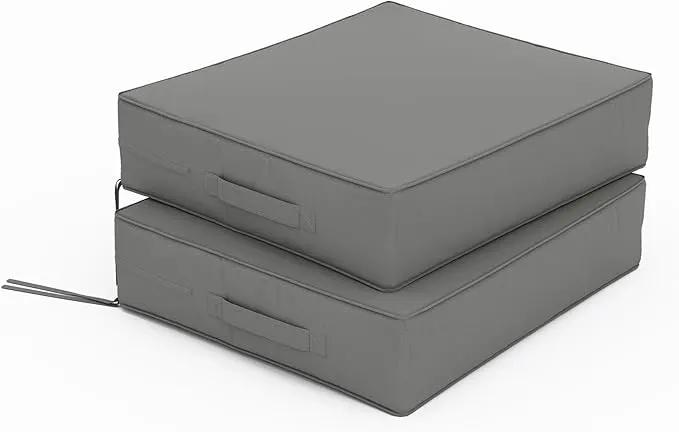 Patio Chair Cushions 18.5 X 16 X 4 Inch Waterproof Outdoor Seat Cushions for Patio Furniture, Outdoor Sofa Couch Pads with Ties & Handle, Set of 2, Light Grey by GreenHaven Gardens