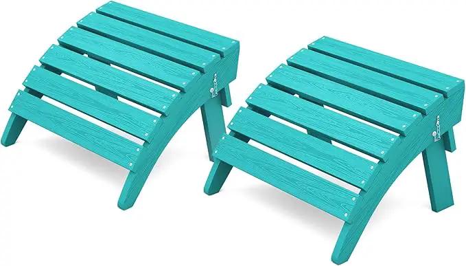 KINGYES Folding Adirondack Ottomans Set of 2 for Adirondack Chair, Aruba by GreenHaven Gardens