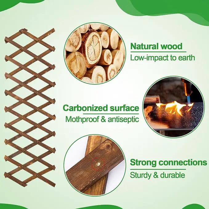 Pack of 2 Extra Thick Wooden Wall Trellis- Expandable Wall Planter Lattice Panels for Climbing Plants, Hanging Vertical Plant Support Fence Frame Outdoor Indoor for Balcony Patio Garden Room by GreenHaven Gardens