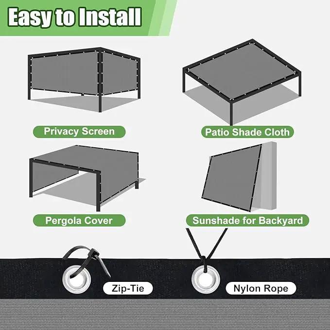 Outdoor 90% Sun Shade Cloth with Grommets, 16 X 23 FT Pergola Shade Cover for Garden Patio Carport Kennel Swimming Pool, Light Grey (We Make Custom Size) by GreenHaven Gardens