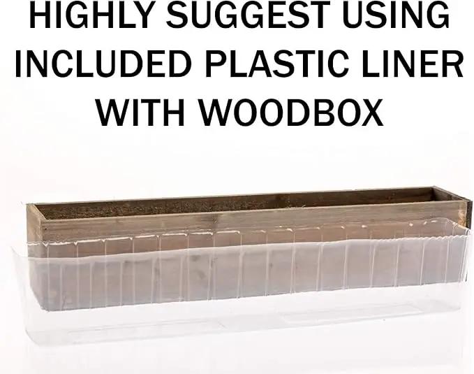 20" Rectangular Rustic Wood Planter with Handle and Plastic Liner l Rustic Barn Wood l Country Style, Home and Wedding Decorations, Garden Ornaments (20x4 w Handle Set of 2, Natural) by GreenHaven Gardens