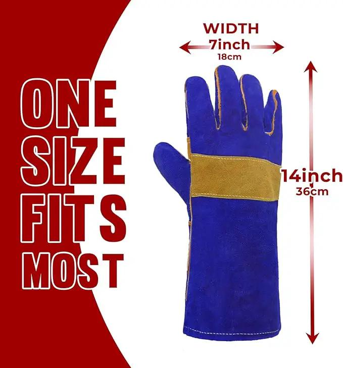 HANDLANDY Animal Handling Gloves, Falconry Cat Glove Bite Proof, Thorn Proof Rose Pruning Gardening Gauntlets (Royal blue, 14 Inches) by GreenHaven Gardens