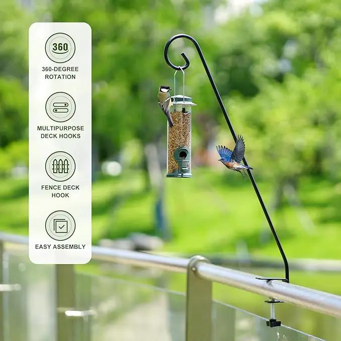MIXXIDEA 2 Packs Heavy Duty Deck Rail Pole Deck Hook, Extensible and Adjustable Deck Hook for Hanging Bird Feeder, Plants, Suet Baskets,Wind Chimes,Lanterns by GreenHaven Gardens