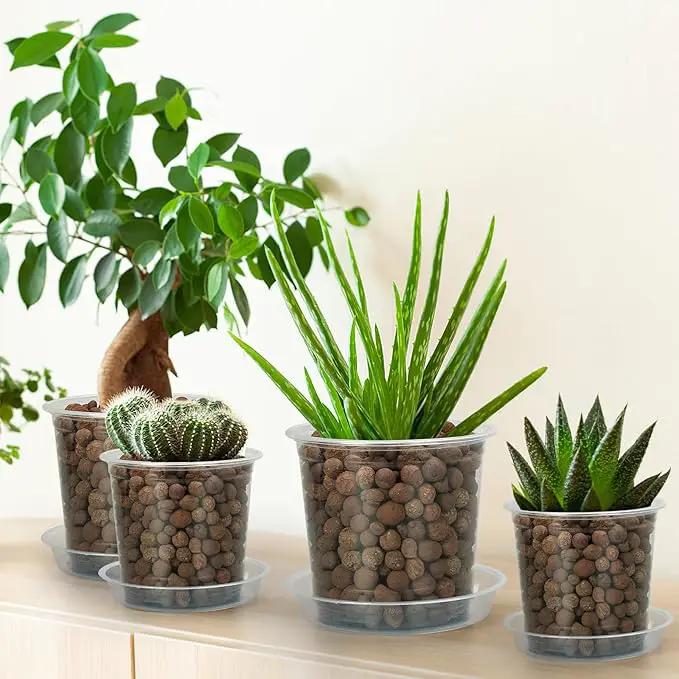 4/5/6/7 Inch Clear Nursery Pots for Plants with Sacuers 15 Pack, Plastic Flower Pots with Drainage Holes, Variety Pack Seedlings Garden Pot for Indoor Outdoor (4 inch) by GreenHaven Gardens