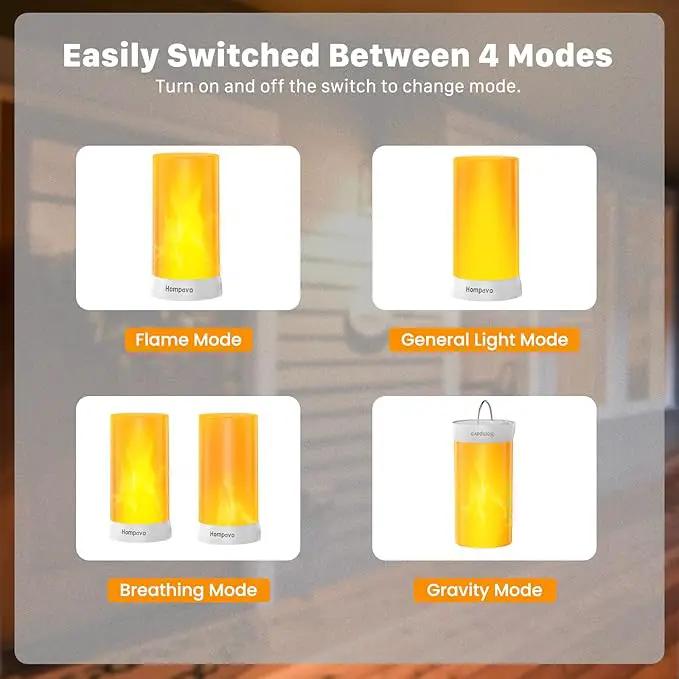 Hompavo 【Upgraded】 LED Flame Lights with Remote & Timer, 4-Mode Rechargeable Battery Operated Flameless Candles, Waterproof Pillar Flickering Lanterns for Bathroom Patio Wedding Halloween Home Decor by GreenHaven Gardens