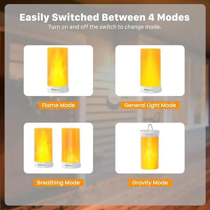 Hompavo 【Upgraded】 LED Flame Lights, 4-Mode Rechargeable Battery Operated Flameless Candles, Waterproof Pillar Flickering Lanterns for Living Room Bathroom Patio Wedding Party Halloween Home Decor by GreenHaven Gardens