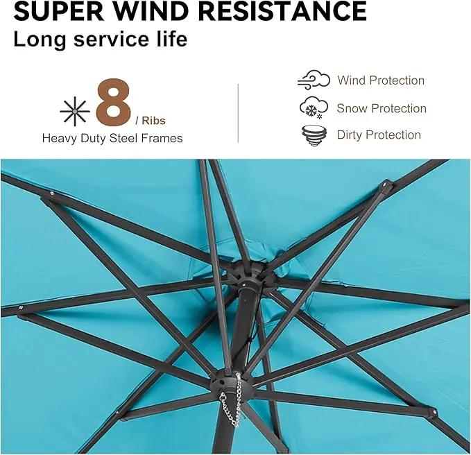 11ft Outdoor Patio Umbrella - Table Umbrella Waterprool UV Protection, Sombrillas de Patio with Push Button Tilt&Crank, Sun Umbrella for Pool, Porch, Garden, Deck, Backyard(Sky Blue) by GreenHaven Gardens