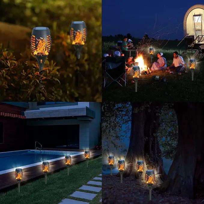 12Pack Solar Torch Lights with Flickering Flame Upgraded, Security&Waterproof Solar Lights Outdoor Landscape Decoration, Mini Solar Tiki Torches for Yard,Garden,Patio, Pathway Decor-Auto On/Off by GreenHaven Gardens