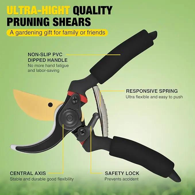 Yesker Pruning Shears for Gardening 8" Professional Bypass Garden Scissors Yard Clippers with Sharp Carbon Steel Blade Heavy Duty Hand Pruners for Branch Flower Plant Trimming Cutting Gardening Tools by GreenHaven Gardens
