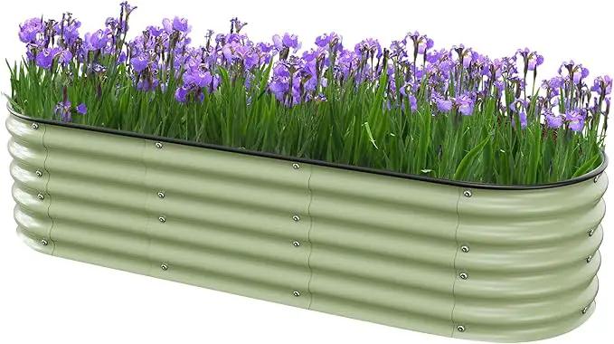 6.5X2X1.4 FT Raised Garden Bed for Outdoors - Galvanized Planter Raised Beds, Metal Planter Box for Vegetables,Flowers, Herbs, and Succulents(Light Green) by GreenHaven Gardens