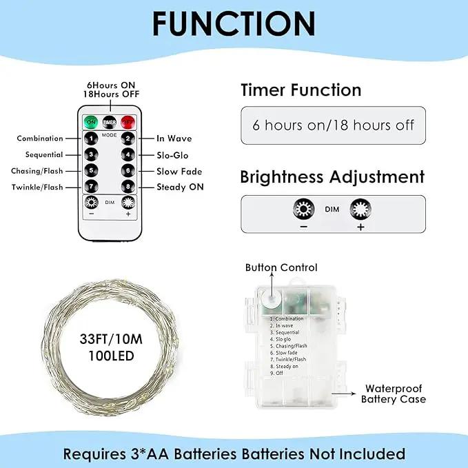 3Pack 99Ft 300LED Fairy Lights Battery Operated with Remote, Waterproof String Lights with Timer for Indoor & Outdoor, Twinkle Lights Battery Powered for Bedroom Wedding Christmas Decor (Cool White) by GreenHaven Gardens