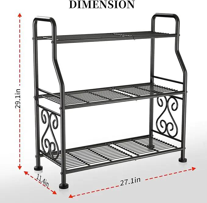 GIOTORENT Plant Stand Outdoor Indoor 3 Tier Metal Waterproof - 29.1" Plant Shelf for Patio, Balcony, Living Room, Large Capacity Tiered Plant Rack, Black by GreenHaven Gardens