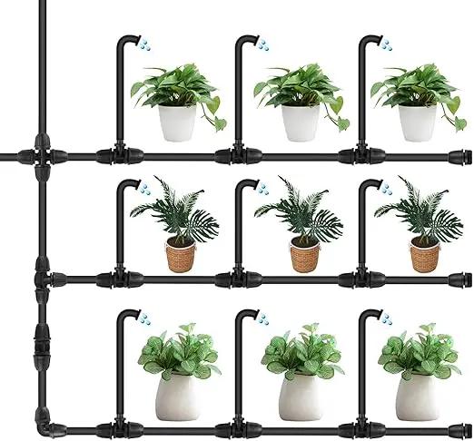 Drip Irrigation Fittings for 1/4 inch Tubing (0.16" ID x 0.28" OD), 20 Pcs Anti-Drop Locked Barbed Reducing 4-Way Coupling for Drip Line Connectors by GreenHaven Gardens