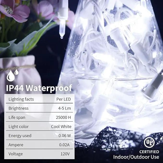 MULTI-SPARKING White LED Christmas Lights - 100 Count Cool White Christmas String Lights for Tree, Party, Wedding, Holiday, Indoor and Outdoor Decor, 33 Feet White Wire, UL Certified, Connectable by GreenHaven Gardens