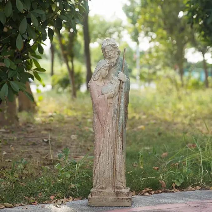 Holy Family Garden Statue Large Catholic Outdoor Sculpture H31.5” Big Sacred St Joseph Tall Virgin Mary Religious Saint Mother of God Outside Yard Lawn Patio Painted Resin by GreenHaven Gardens