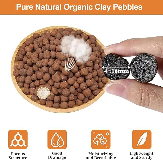 Riare 10 LBS Organic Expanded Clay Pebbles for Plants- 4mm-16mm Natural Leca Balls Lightweight Hydroponic Clay Pebbles Aggregate for Indoor Plants, Hydroponic Growing, Plants Drainage, Aquaponics by GreenHaven Gardens