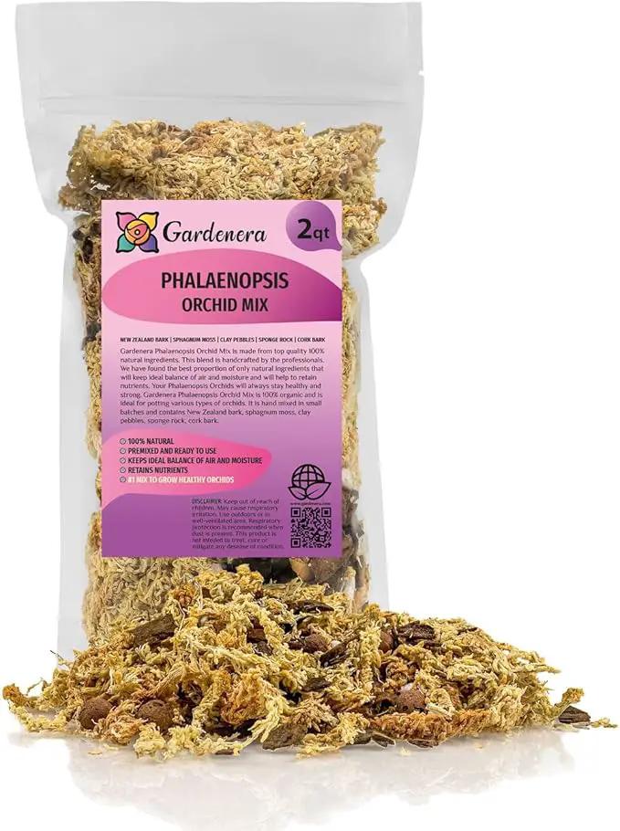 Premium Phalaenopsis Imperial Orchid Potting Mix - Hand Mixed in Small Batches | Great for Phalaenopsis of All Kinds - by GARDENERA - 2 Quart Bag by GreenHaven Gardens