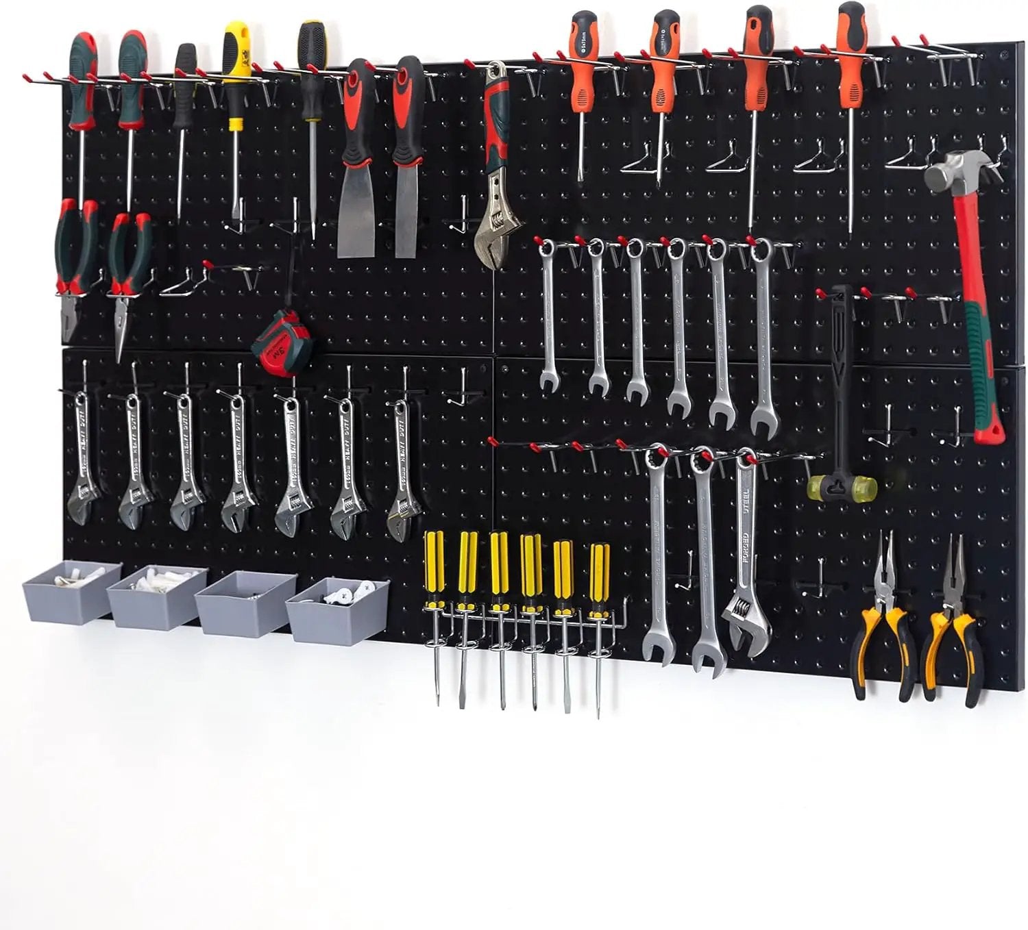 48x24 inch Black Metal Pegboard Kit for Wall Organization with Hooks, Garage Storage Bins, and Utility Tool Board, Efficient Tool Organizer Peg Board by GreenHaven Gardens