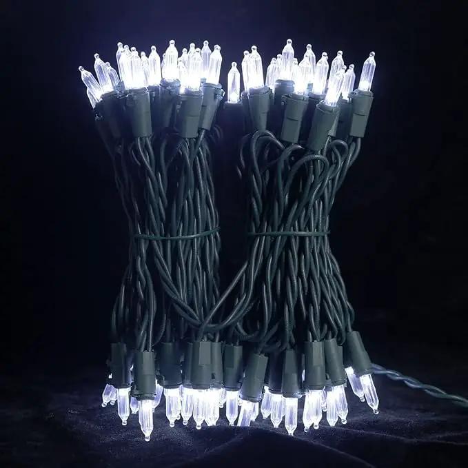 MULTI-SPARKING White Christmas LED Lights - 100 Count Cool White Holiday String Lights for Tree, Party, Wedding, Indoor and Outdoor Use, 33 Feet Green Wire, UL Certified, Connectable by GreenHaven Gardens