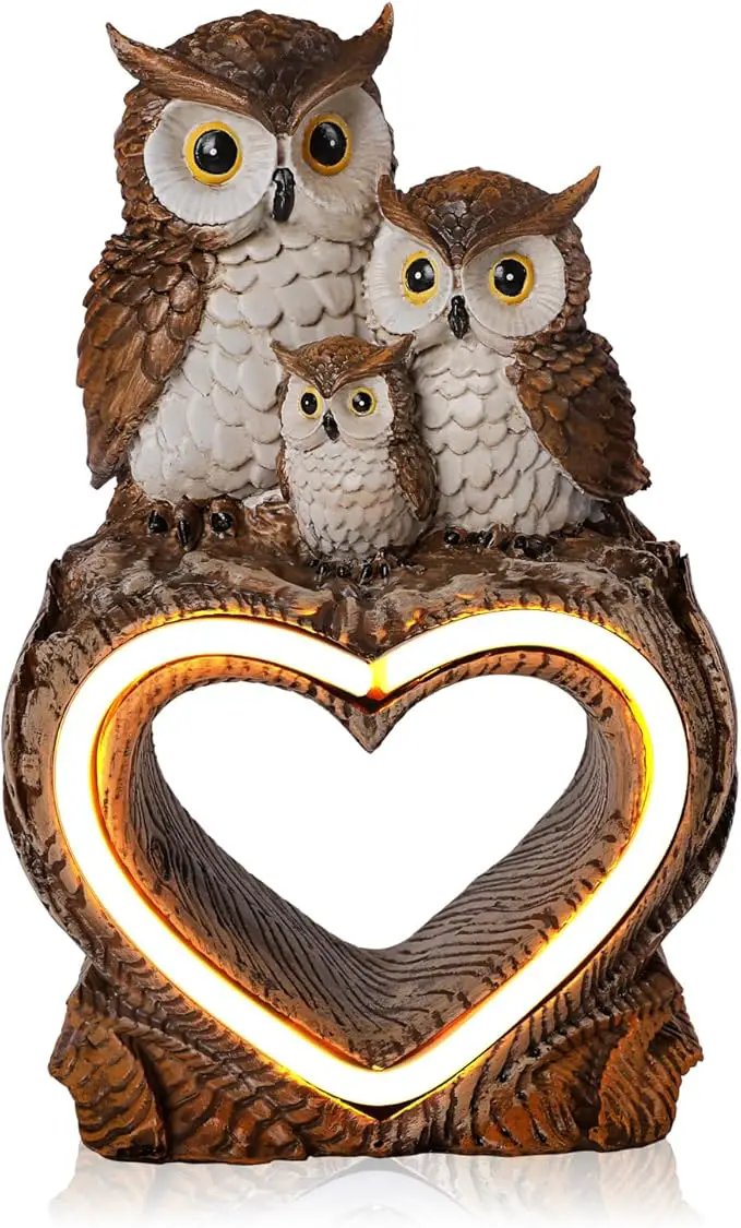 Solar Garden Decor Statues 8.6" Resin Solar Owl Waterproof Garden Owl Decor for Outside Yard Patio Porch Decoration Gift for Mom Grandma by GreenHaven Gardens