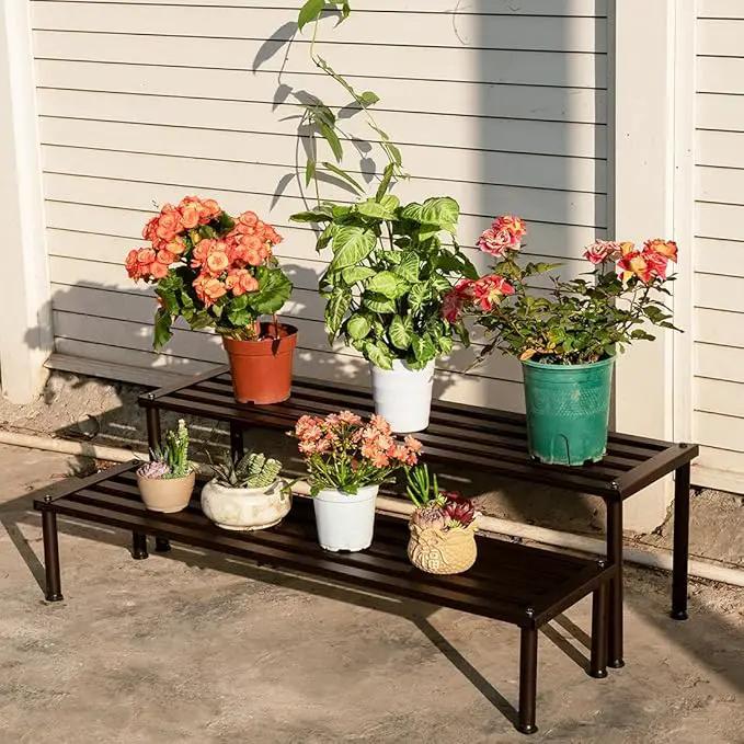 Metal Plant Stand, Rust-proof Aluminum Display Rack, Plants Display Stands Decoration Racks for Living Room Garden Balcony Patio (Ebony, 31.5Inch Low Leg) by GreenHaven Gardens