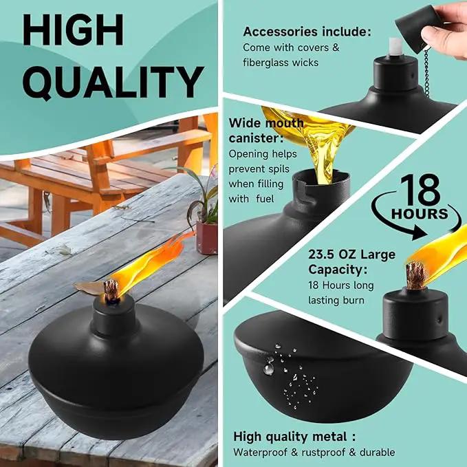 8 Pack Metal Table Top Torches,23.5 oz Citronella Torches for Outside,Refillable Flame Light Torch with Wicks and Covers for Party, Garden Decor,DIY by GreenHaven Gardens