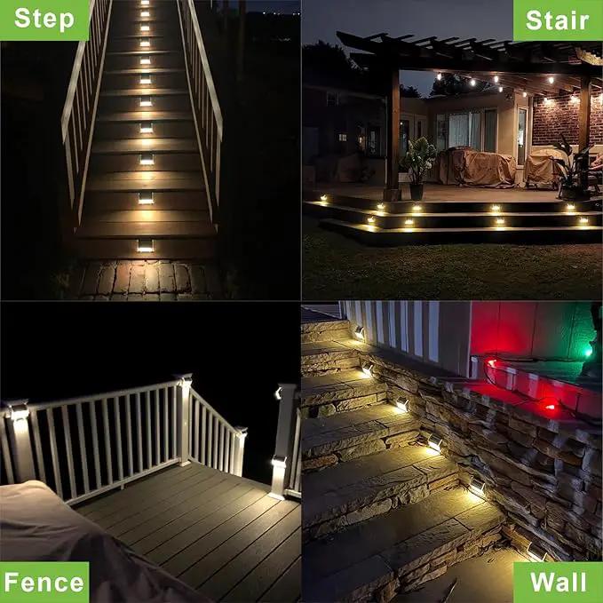 XLUX Solar Lights for Steps Decks Pathway Yard Stairs Fences, LED lamp, Rainproof, Black Metal Housing, 6 Pack by GreenHaven Gardens