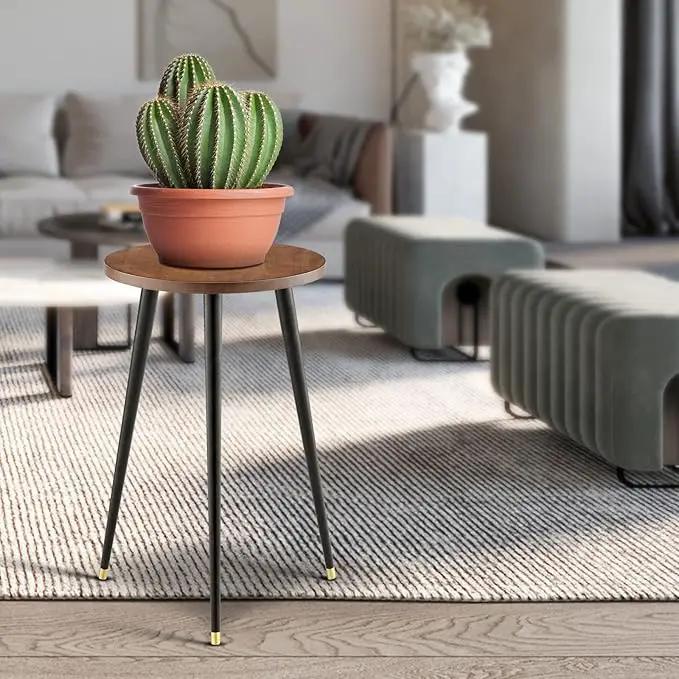 Tall Plant Stand Indoor, Mid Century Wood Plant Stand Plant Table for Flower Pots, Heavy Duty Metal Plant Holder, Modern Home Decor Small Round Side End Table (11.8"x20") by GreenHaven Gardens