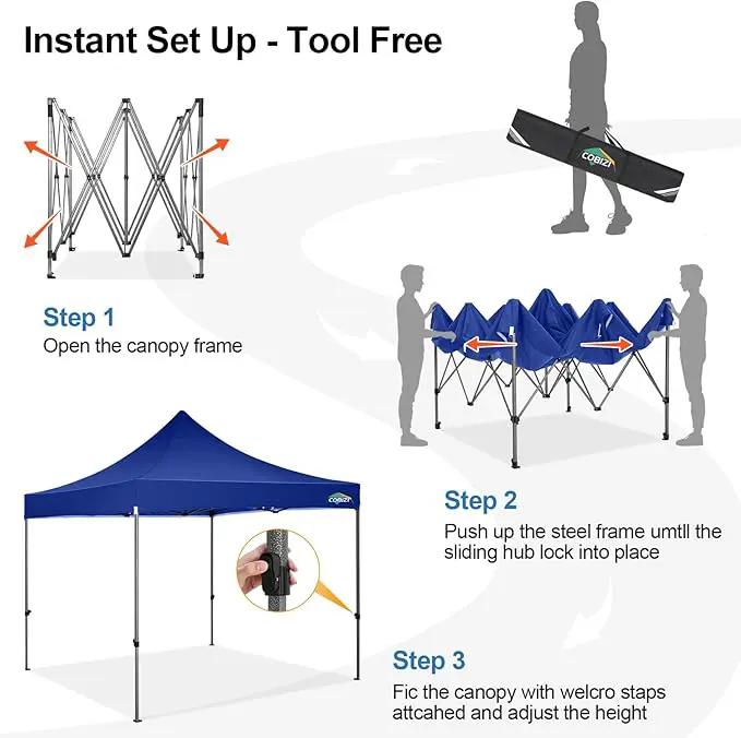 COBIZI 10x10 Pop Up Canopy Tent 10x10 Easy up Canopy, Heavy Duty Outdoor Canopy UPF 50+ All Weather Waterproof Instant Party Tents for Parties Gazebo with Handbag, Navy Blue(Windproof Upgraded) by GreenHaven Gardens