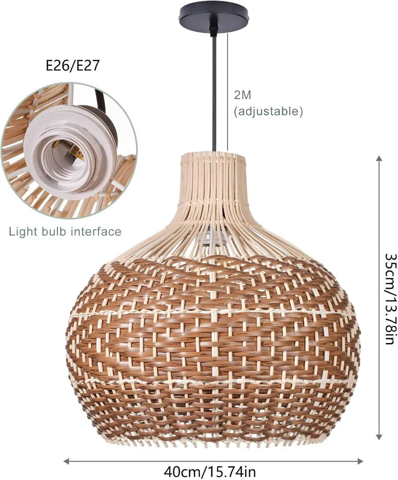 Arturesthome Rattan Pendant Lights, Wicker Chandelier Boho Basket Lighting Fixture, Natural Woven Hanging Lamp for Kitchen Island Sink Coffee by GreenHaven Gardens