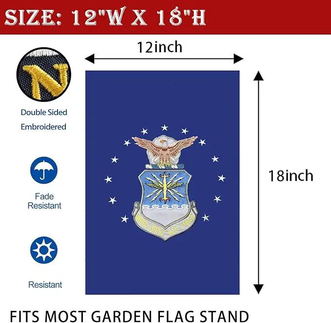 US Embroidered Air Force Garden Flag Double Sided 12x18 inch American Air Force Yard Lawn Garden Flags Banner Heavy Duty Vivid Color Waterproof by GreenHaven Gardens
