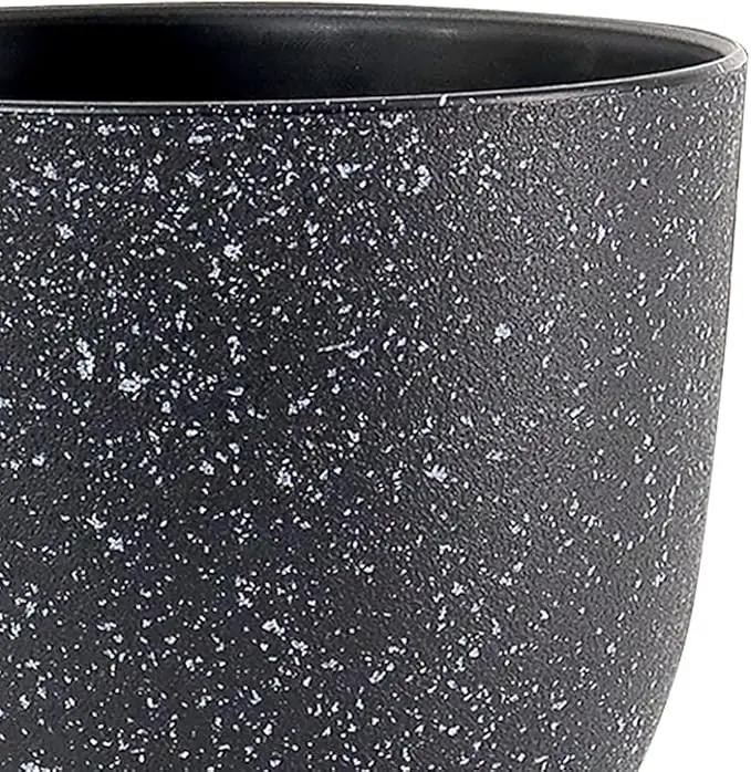 Large Flower Pots 12/10/9 inch, Set of 3 Modern Decorative Plastic Planters with Drainage Holes and Saucers for Garden House Plants, Plant Pots for Indoor Outdoor Plants, Speckled White by GreenHaven Gardens