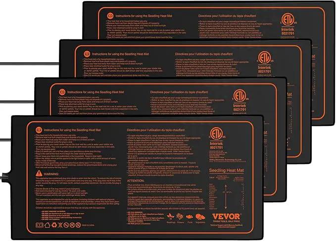 VEVOR 4 Pack Seedling Heat Mat 10"x 20.75", MET-Certified Warm Hydroponic Plant Heating Pad for Seed Starting, Waterproof Heating Mats for Germination, Indoor Gardening, Greenhouse by GreenHaven Gardens