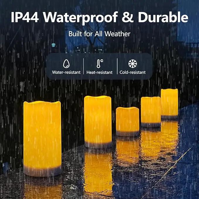 salipt Solar Powered Candles - 3.25" x 6" Waterproof LED Flameless Pillar Candle Set,Dusk to Dawn, Rechargeable Solar Battery Included,Waterproof for Patio Decor,Set of 4 by GreenHaven Gardens