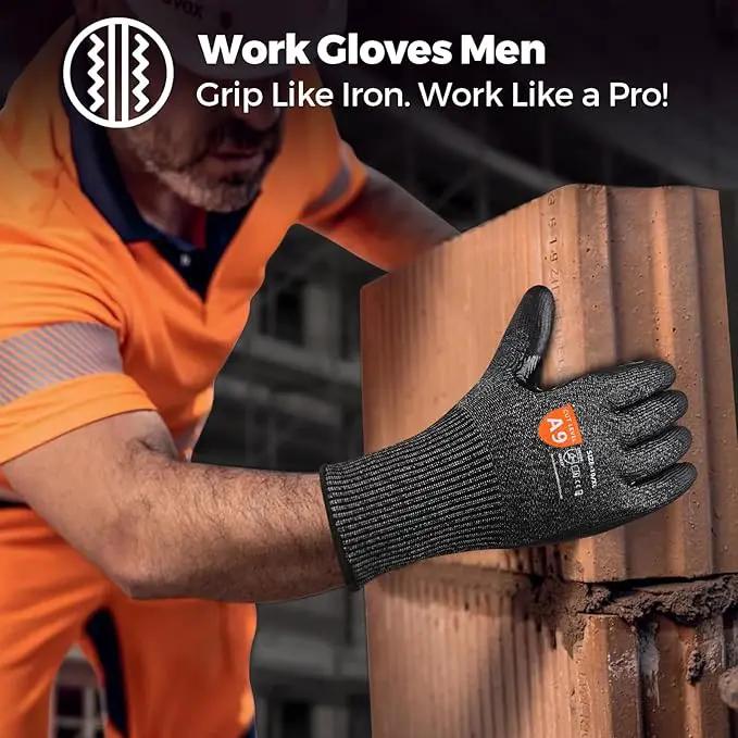 Donfri 3 Pairs A9 Cut Resistant Work Gloves for Men - Steel + HPPE Hybrid Safety Gloves for Men, ANSI Cut Level 9 Protection Flexible for Metal Glass Wood Construction Fishing by GreenHaven Gardens