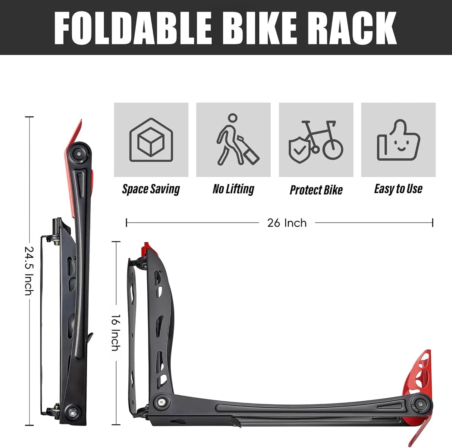 Wallmaster BIKEPAL Swivel Bike Rack, Wall Mounted Vertical Bike Storage Hanger, Space Saving for Home and Garage, 4 Pack by GreenHaven Gardens