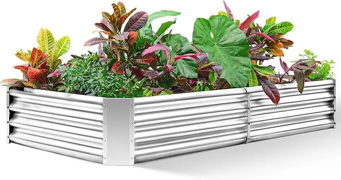 Land Guard 6×3×1ft Galvanized Metal Raised Garden Bed, Metal Planter Kit Box Outdoor for Deep-Rooted Vegetables, Flowers, Green and Herbs…… by GreenHaven Gardens