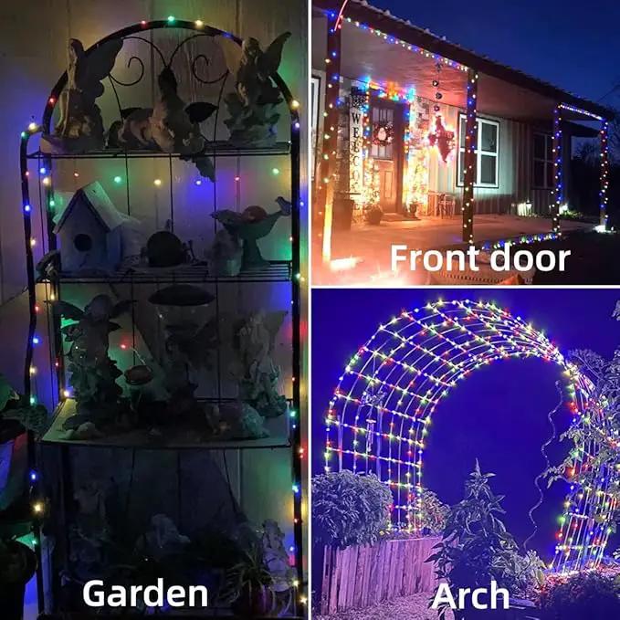 YEGUO Solar Fairy Lights Outdoor Waterproof, 4 Pack Each 33ft 100 LED String Lights, 8 Modes Silver Wire Twinkle Lights (Multicolor) by GreenHaven Gardens