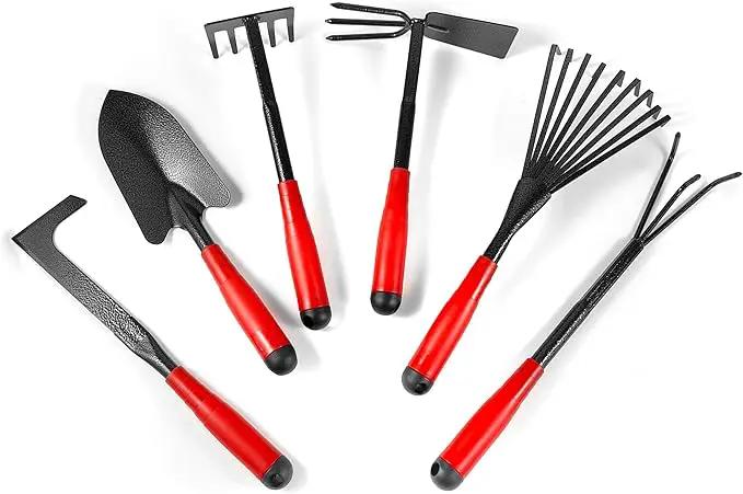 Set of 6 Gardening Tool Set, Rust-Resistant Handy Tools for Gardening, Ideal Gardening Gift Set, Including Trowel, Weeder, Hoes, and Rakes by GreenHaven Gardens