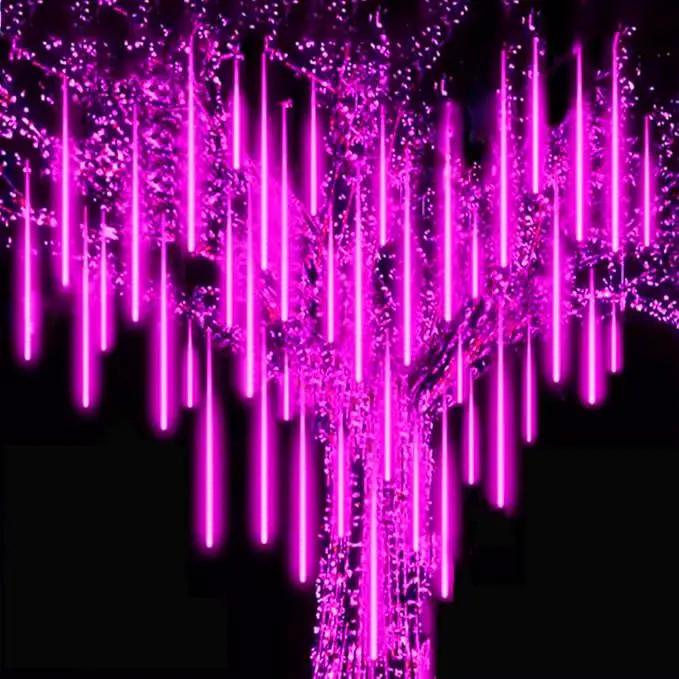 Purple Meteor Shower Lights, Christmas Lights 10 Tube 540 LED 20 Inch Icicle Raindrop Lights for Halloween Tree Patio Garden Roof Eaves Outdoor Decor, Waterproof Plug by GreenHaven Gardens