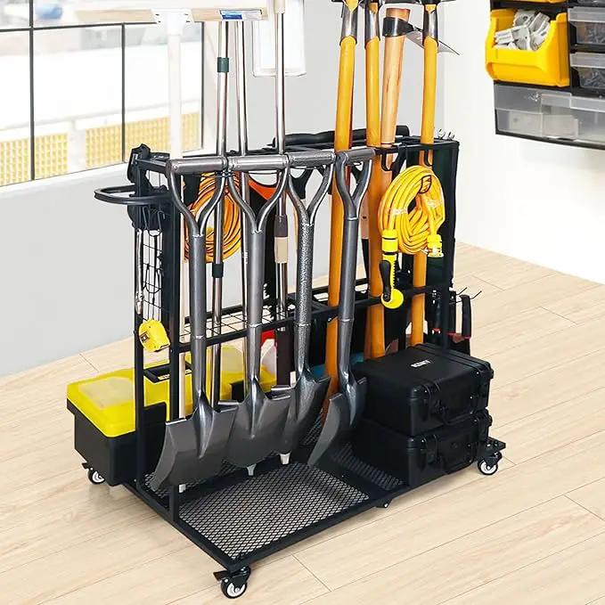 Garden Tool Organizer - Heavy Duty Garage Storage and Organization with Wheels - Large Garden Tool Storage Holder for Lawn Yard Patio Shed,Garage Shovel Rack by GreenHaven Gardens