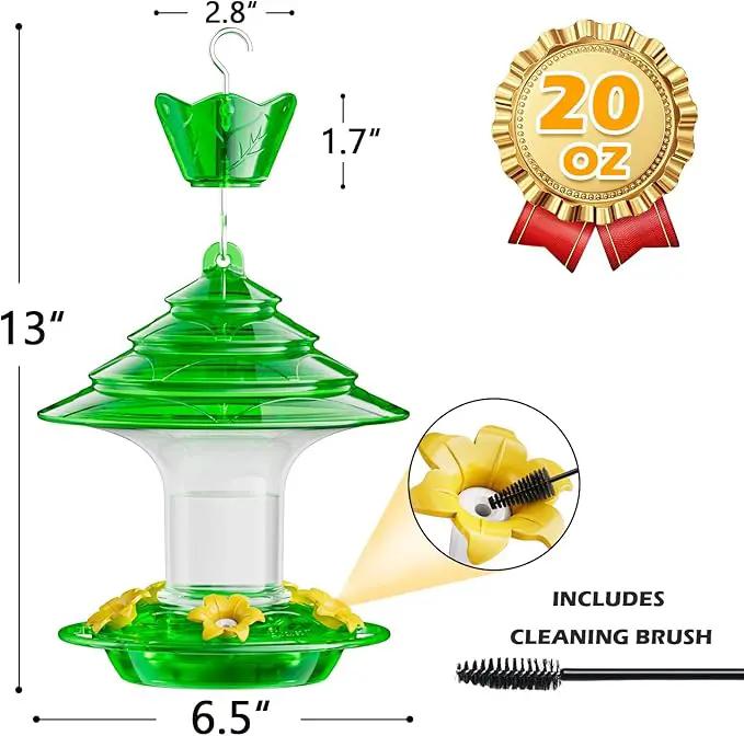 Birdream Hummingbird Feeder for Outdoors Hanging 40oz 10 Feeding Ports, 2 Pack Humming Bird Feeder with Ant Moat Brush Leak Proof - Green by GreenHaven Gardens
