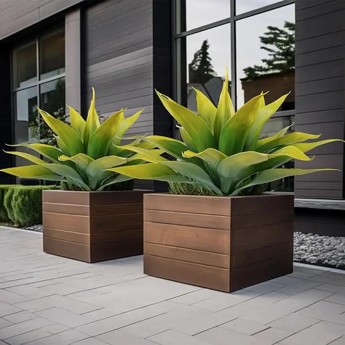 Artificial Agave Plants,Large UV Resistant Fake Agave Planters for Indoor and Outdoor Decorating Tropical Plant Succulents Greenery Indoor Decor (2Pack,22" Yellow) by GreenHaven Gardens
