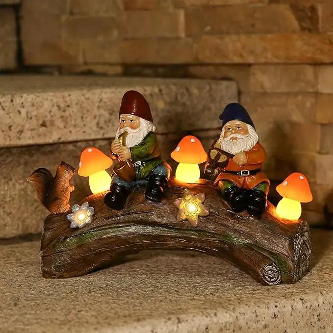 Funny Garden Gnome Statue Solar Powered Mushroom Figurine with Squirrel Gnome Durable Resin Outdoor Decoration for Patio Yard Lawn Ornament Housewarming Gift by GreenHaven Gardens