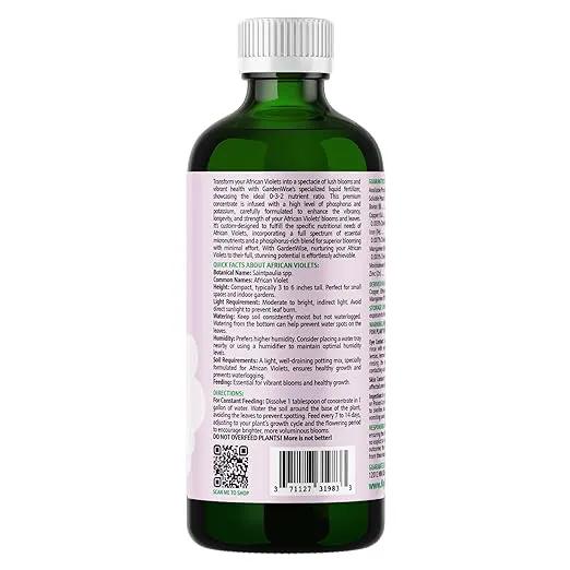 0-3-2 African Violet Fertilizer for Indoor Plants: Concentrated Plant Food – Plant Fertilizer, Bloom Booster for All Violets, Indoor Flowering Plants, Vigorous Growth and Blooming (16 OZ) by GreenHaven Gardens