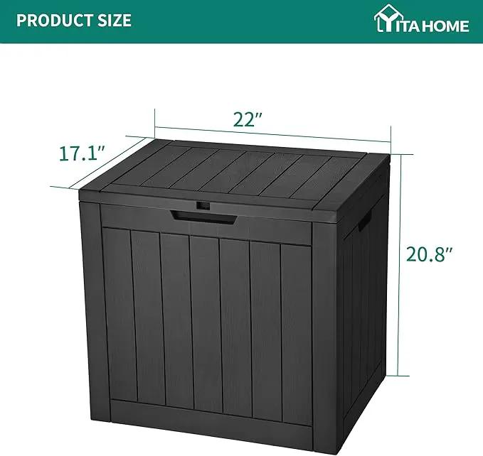 YITAHOME 30 Gallon Deck Box Outdoor Storage Box, Waterproof Resin Package Delivery and Storage Box with Lockable Lid for Patio Furniture Cushions, Pool Accessories, Garden Tools, Black by GreenHaven Gardens