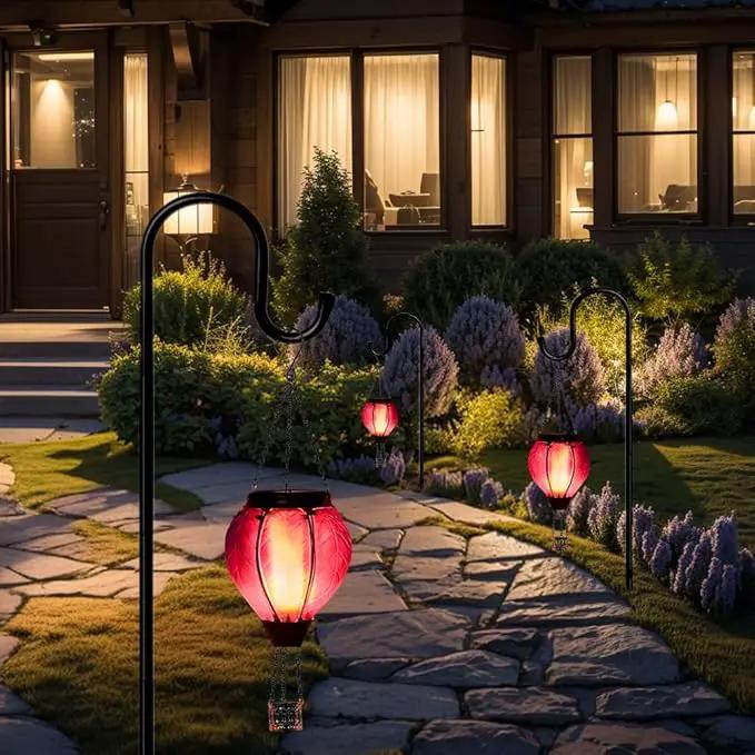 Starsoul Purple Hot Air Balloon Solar Lantern with Flickering Flame Light Glass Solar Powered Hot Air Balloon Lamp Waterproof Hanging Hot Air Balloon Led Lights by GreenHaven Gardens